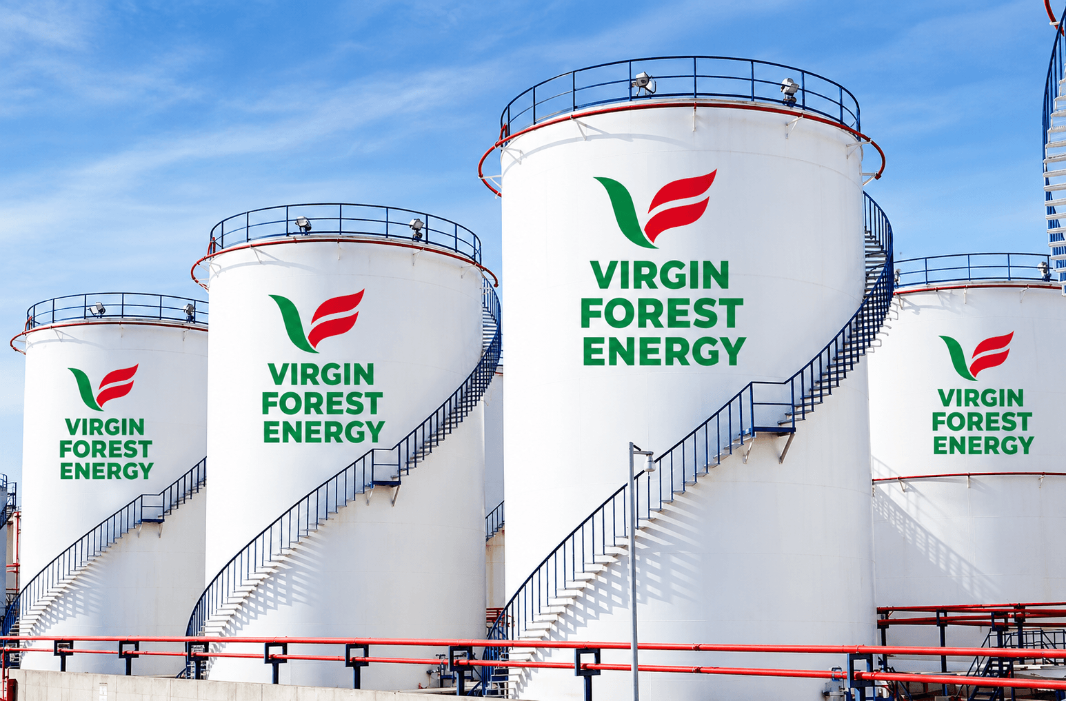 Virgin Forest Energy branded storage tank farm